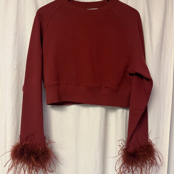 Rada Feather Trim Crewneck Burgundy from Noli - Picture 5 of 7